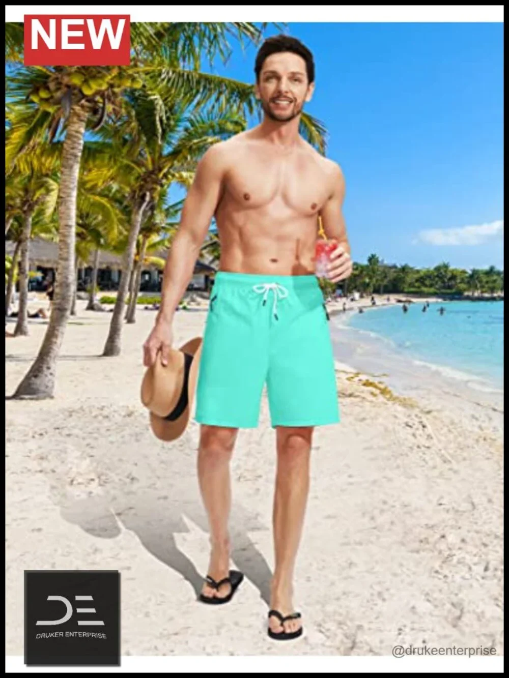 Men's Swim Trunks with Compression Liner Quick Dry Board Shorts Zipper Pockets